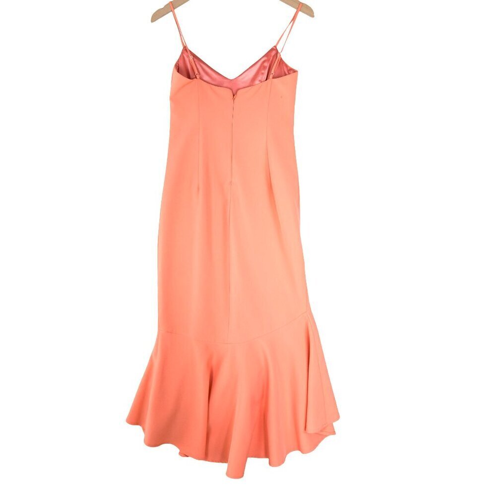 Bardot Lisandra Coral Ruffle Hem Slip Dress XS Wedding Party Bridesmaid - Picture 3 of 9